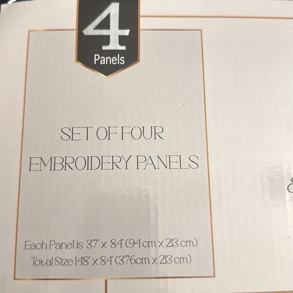 FLORA Collection Set Of 4 Embroidery Panels - White -37"x84" - Picture 3 of 13